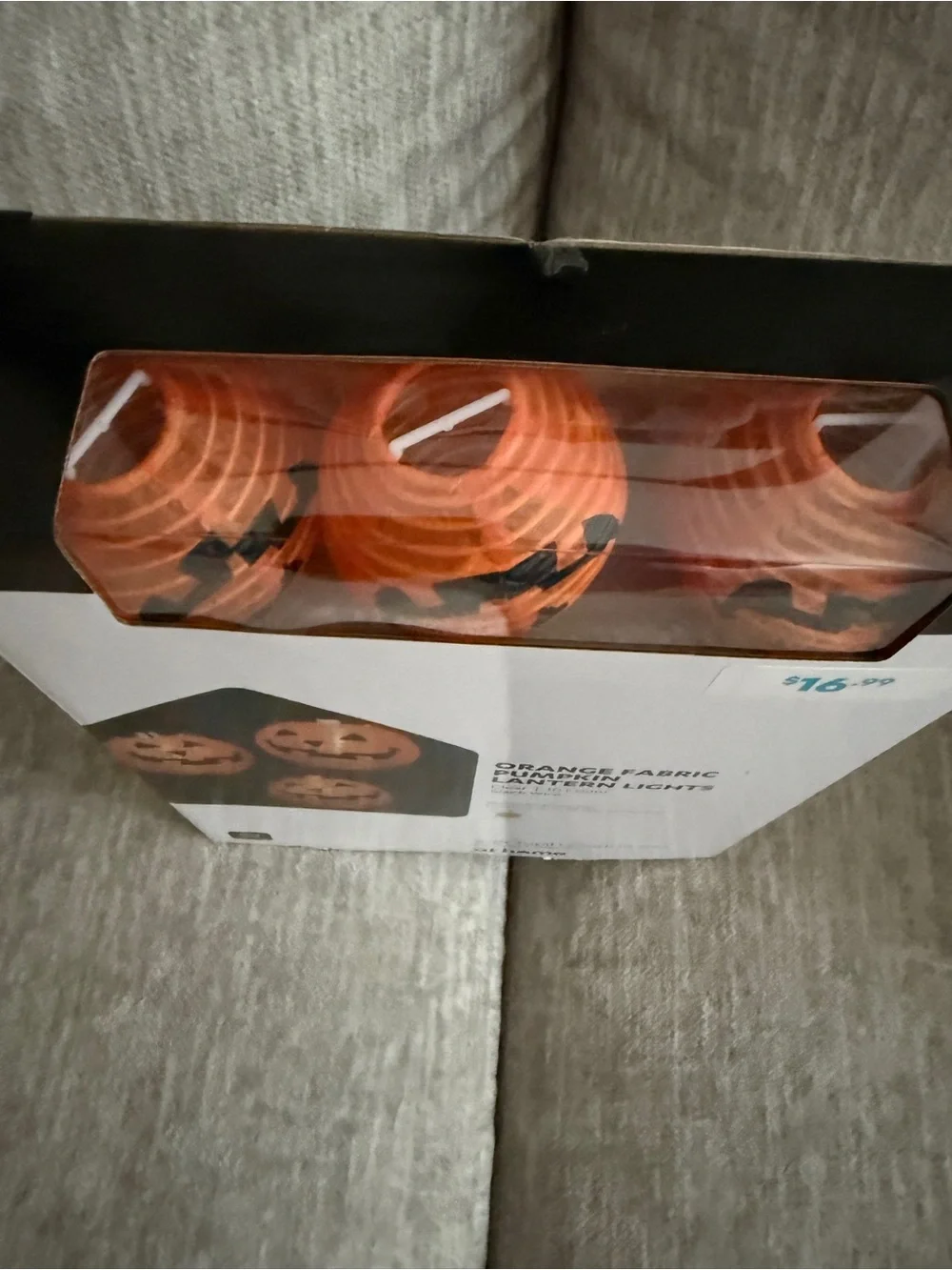 Orange Fabric Pumpkin Lantern Lights - 10 Count